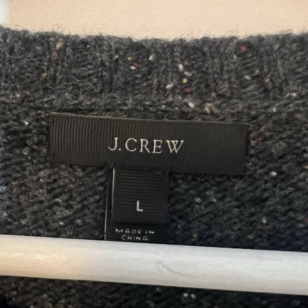 J Crew Women’s Lambswool Large Sweater Jeweled Donegal Pullover Gray Embellished - Picture 4 of 10